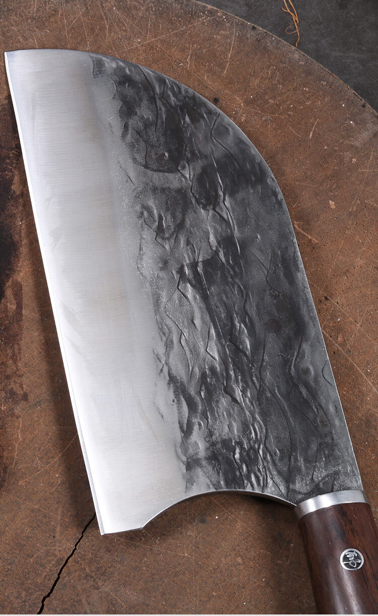 龙泉锻打大斩切刀厨房切肉切菜刀双钢头不锈钢厨用刀酒店主厨刀双钢头