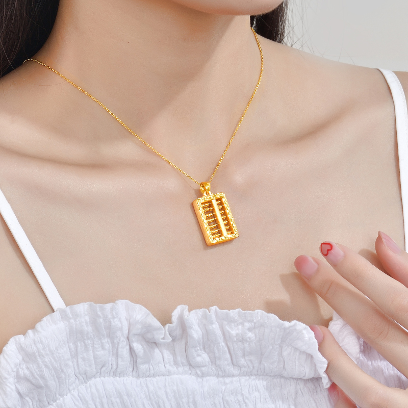 老凤凰硬金黄金吊坠足金如意金算盘项链算珠可转动男女款坠子 18k金