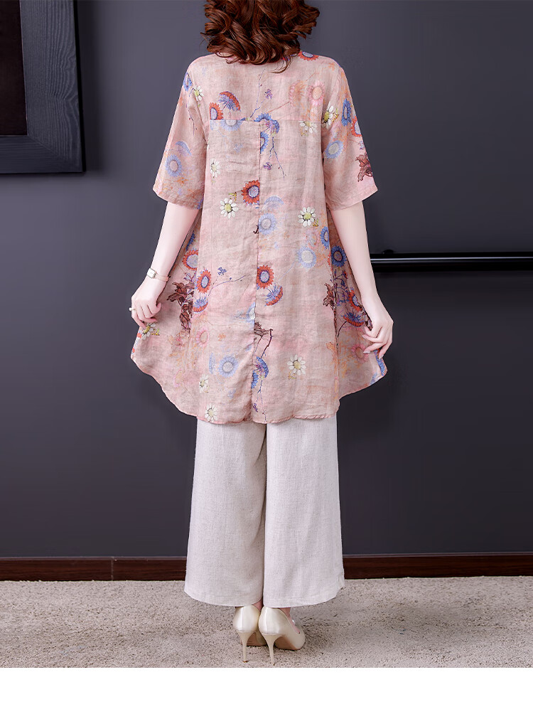 ubnb国际高档品牌进口品质大码女装苎麻两件套套装202