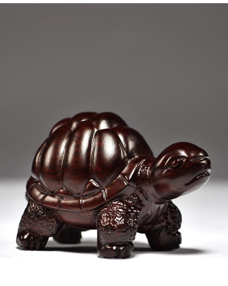 唐砖黑檀木雕乌龟摆件实木质富贵甲天下红木长寿龟家居客厅礼工艺黑檀