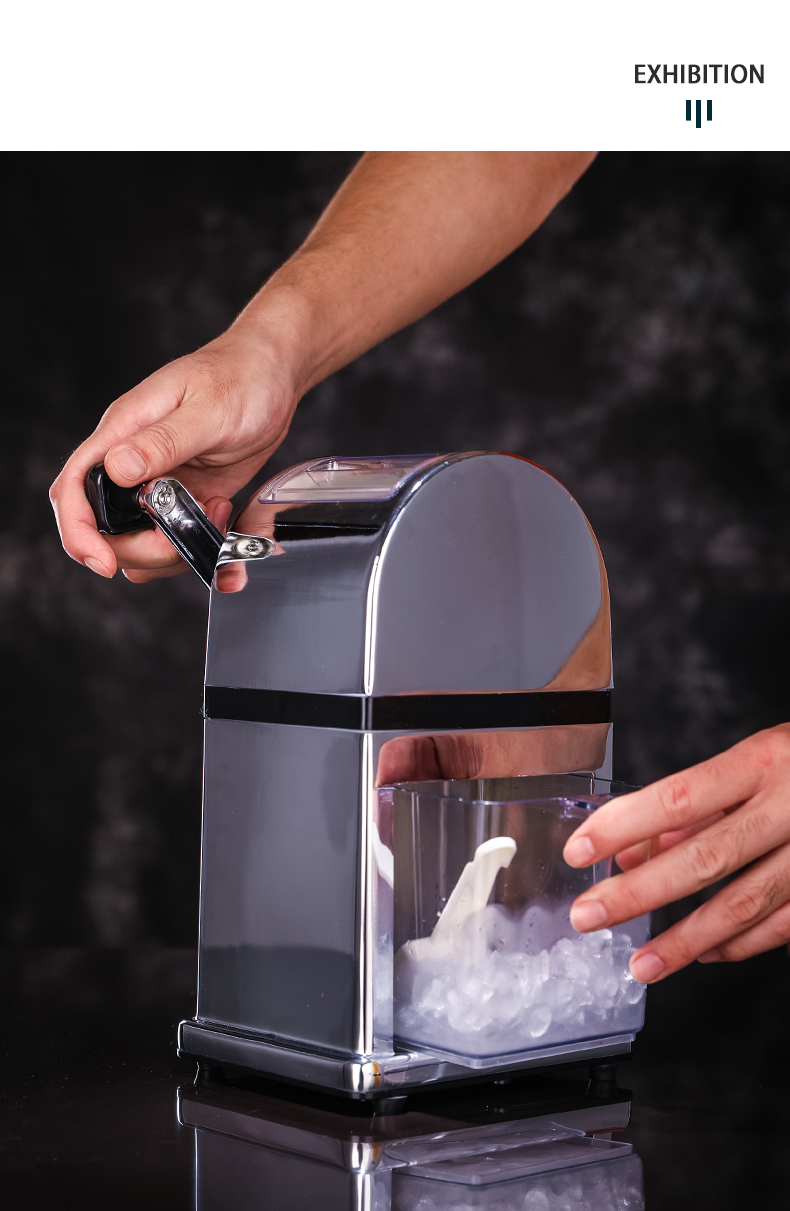 不锈钢手摇碎冰机 手动碎冰机颗粒冰碎冰机家用小型商用 常规款【图片