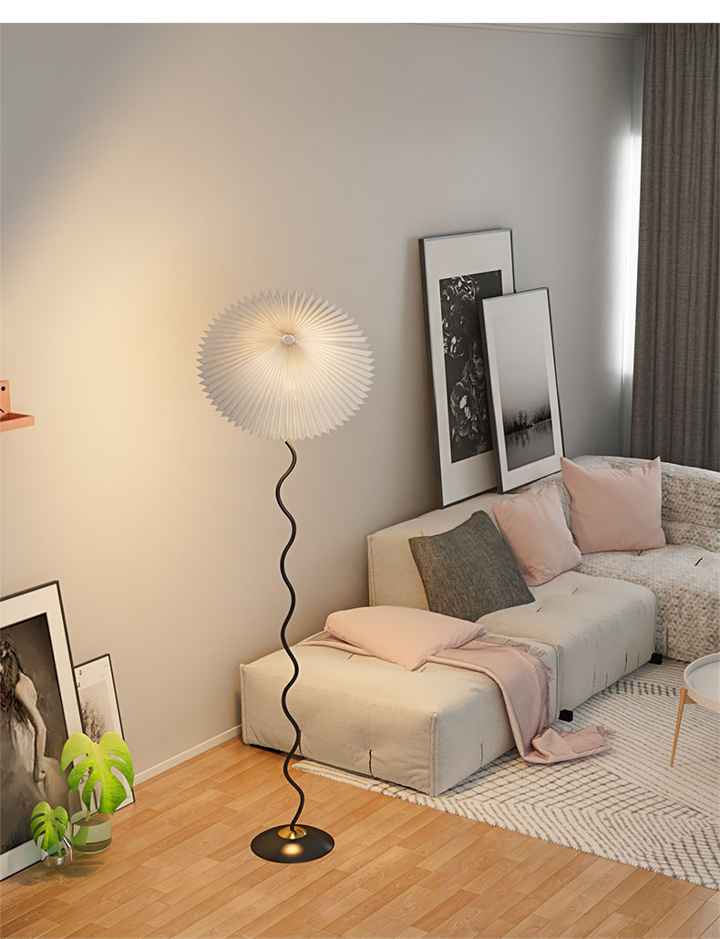 百褶落地灯客厅轻奢网红美式复古北欧ins风书房卧室氛围立式灯落地灯