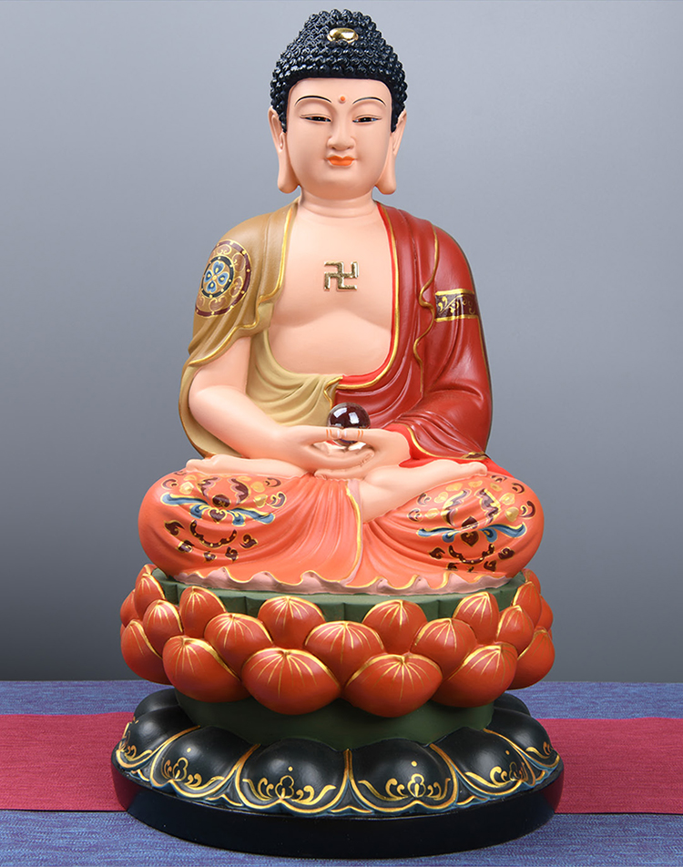 释迦牟尼佛佛像药师佛南无阿弥陀佛树脂彩绘家用摆件如来佛三宝佛19寸