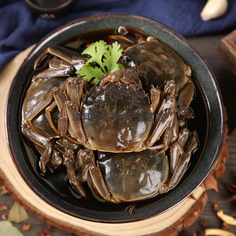 醉蟹900g2开罐即食醉河蟹毛蟹鲜活腌制宁波特产海鲜下酒菜有膏有黄900