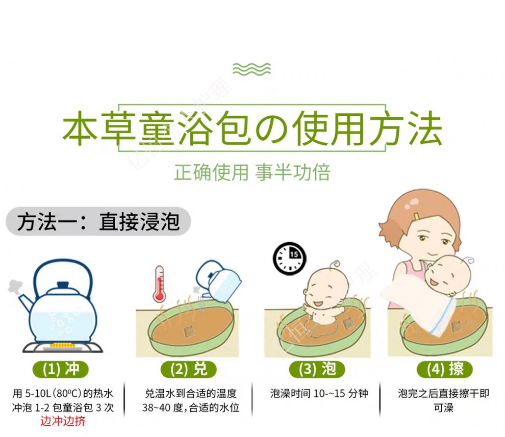 修正本草童浴包宝宝泡澡中药包儿童艾草泡澡包沐浴泡包1盒装收藏加购