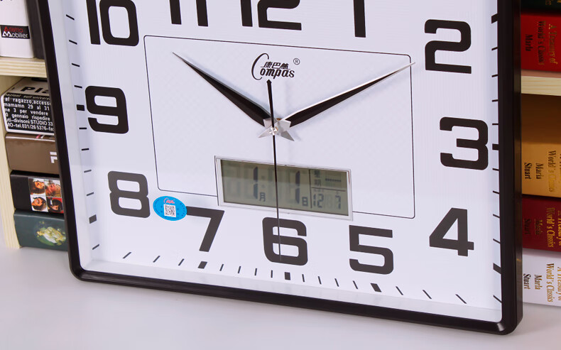 官方自营 康巴斯石英挂钟温湿度挂钟客厅卧室办公室钟表日历大号石英