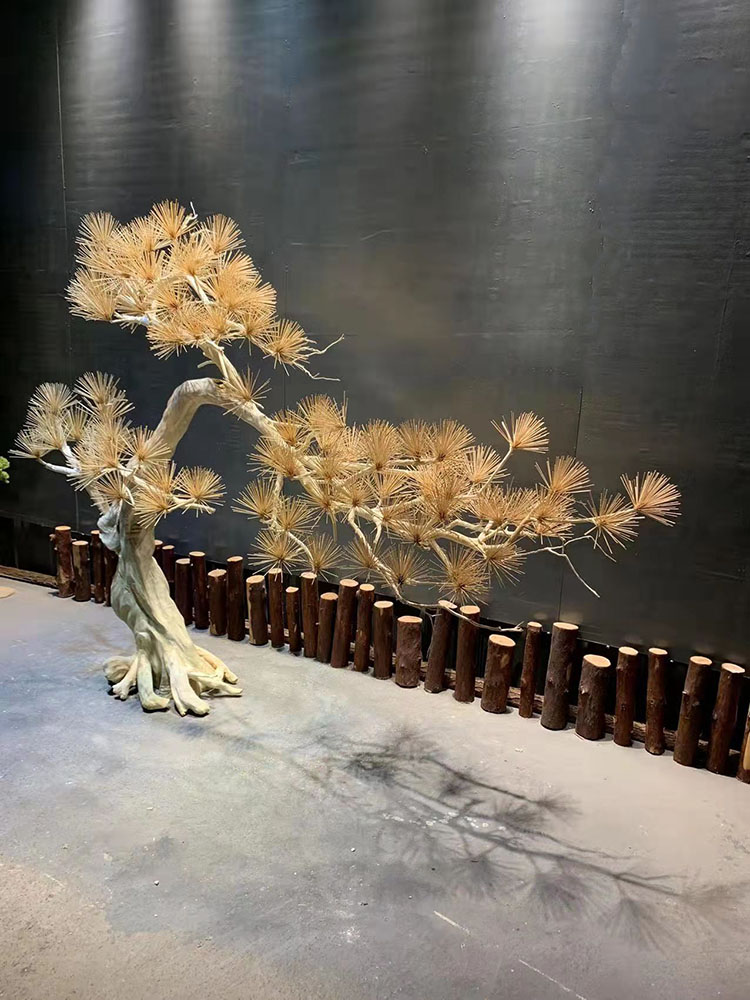 装饰仿真迎客松室内造型树假树大型枯木实木枯树装饰造景松树盆景摆件