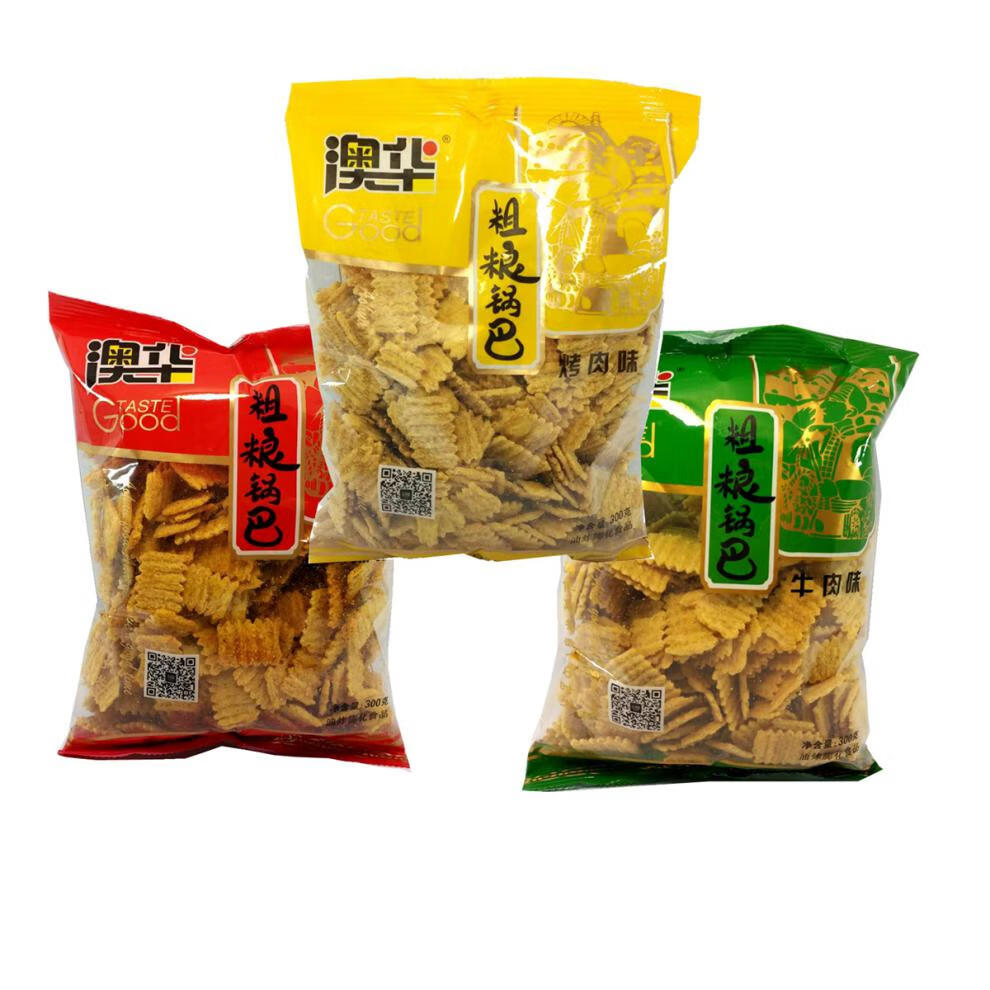 澳华粗粮锅巴300g6袋烤肉麻辣牛肉味80后怀旧零食小吃茶点脆锅巴6袋