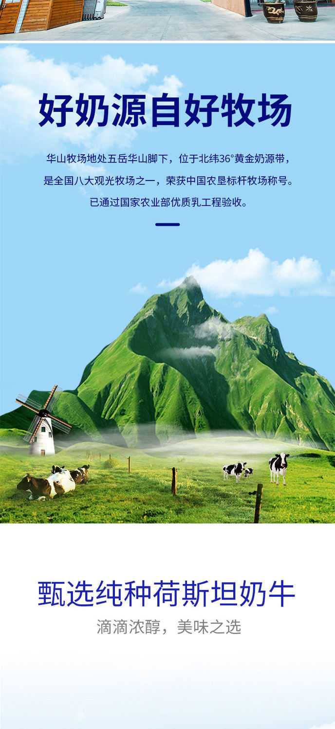 华山牧纯牛奶9月200ml16盒整箱营养早餐奶牛奶成人学生1箱装