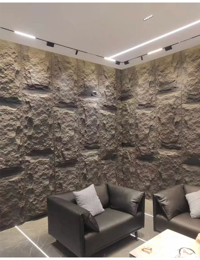 pu文化石轻质石皮背景墙装饰文化砖聚氨酯客厅仿真蘑菇石外墙砖 黑色