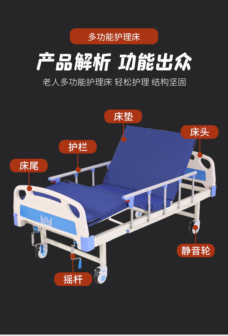 京健康多功能護理床護理床病床家用多功能癱瘓病人翻身臥床老年人醫院