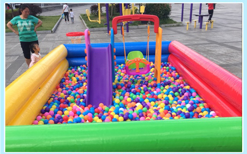 猪小宝儿童充气海洋球池户外加厚波波球池滑梯秋千广场摆摊海洋球池