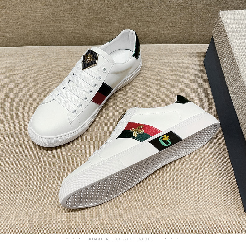 sraz轻奢品牌奢侈品酷奇男鞋小蜜蜂小白鞋男板鞋真皮轻便透气夏季新款