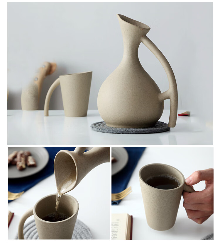 陶土茶杯 耐热耐高温养生陶土杯办公室水杯子带把创意泡茶杯家用男女