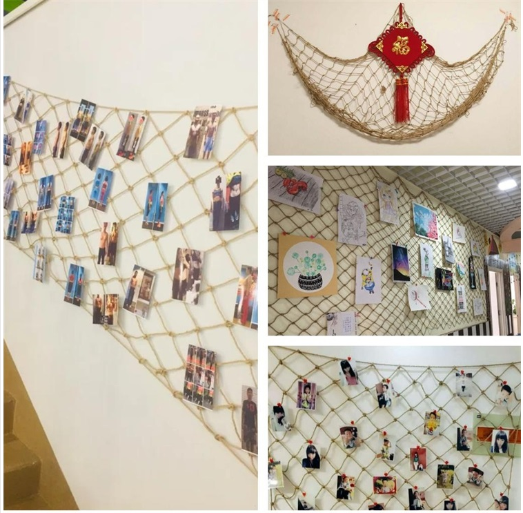 照片墙挂绳创意照片墙主题留言墙面装饰麻绳挂画渔网幼儿园环创麻绳