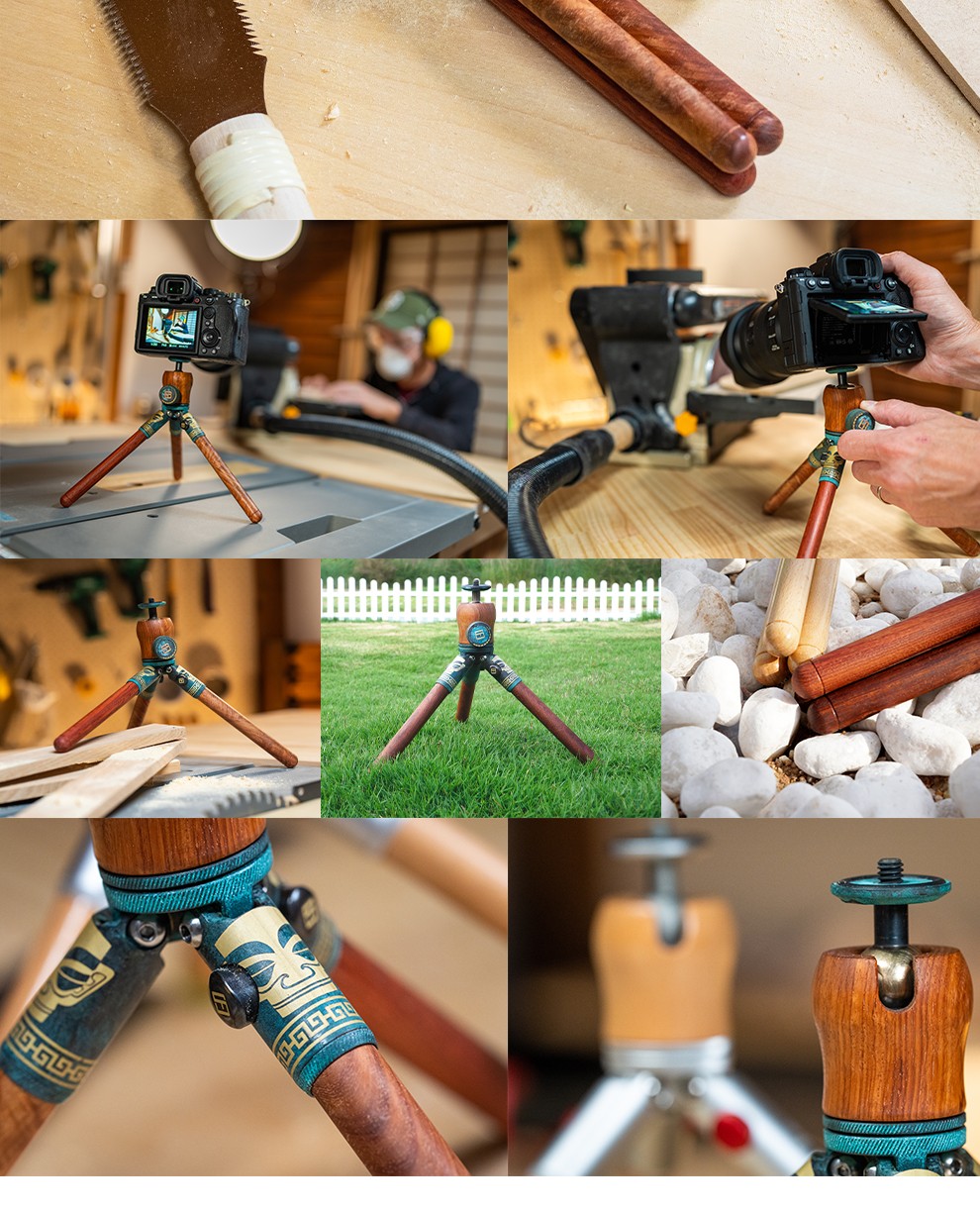 ifootage印迹桌面实木三脚架球形云台手机架低拍微距摄影脚架银色普通