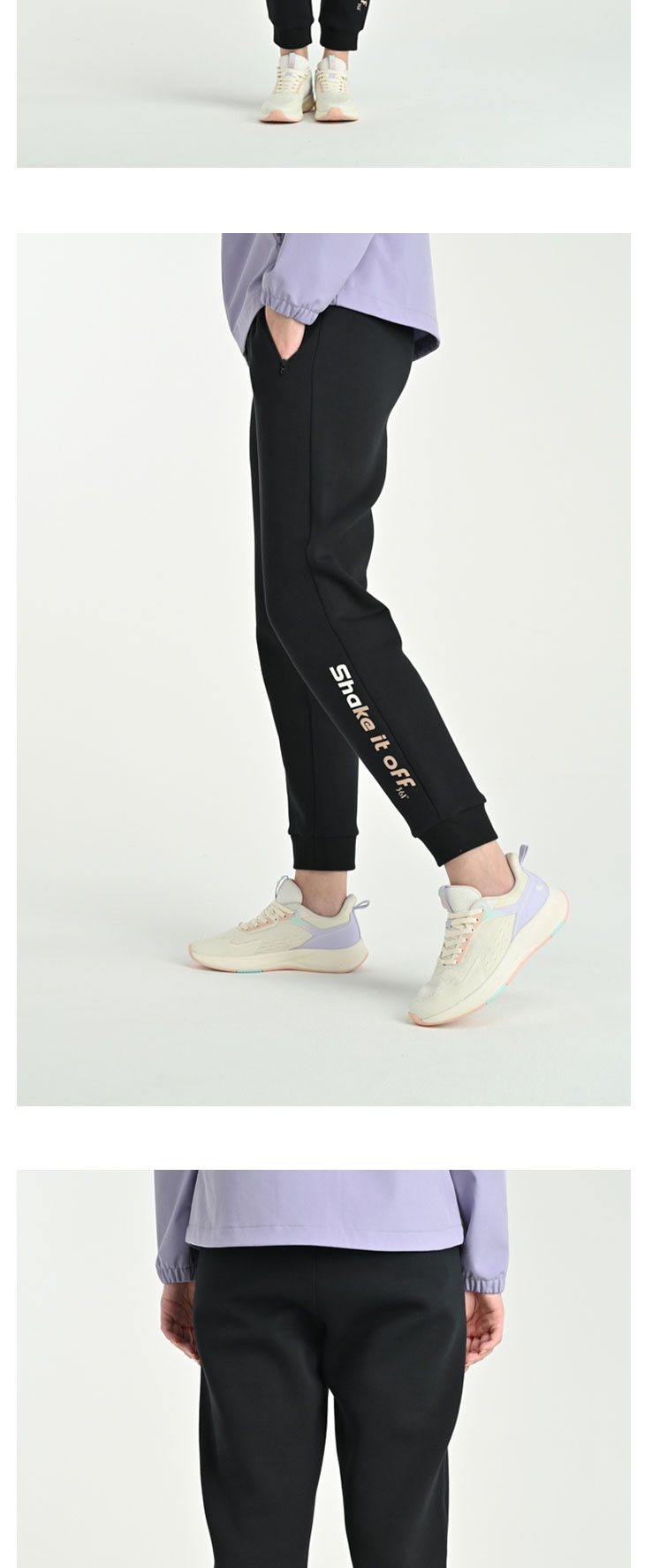 361运动裤女士宽松束脚官方2022春学生休闲针织长裤子2214007b纯黑xs