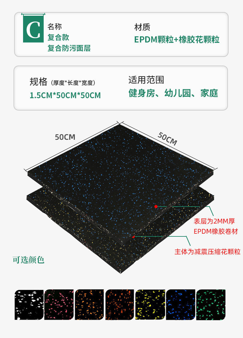 现货现发健身房地垫杠铃垫子功能性塑胶地胶垫隔音地垫减震垫橡胶运动