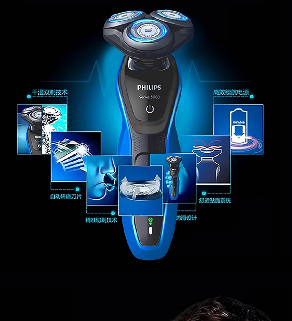 飞利浦(philip)电动剃须刀 s5050 s5060 s5076 s5351干湿两用 日版 日