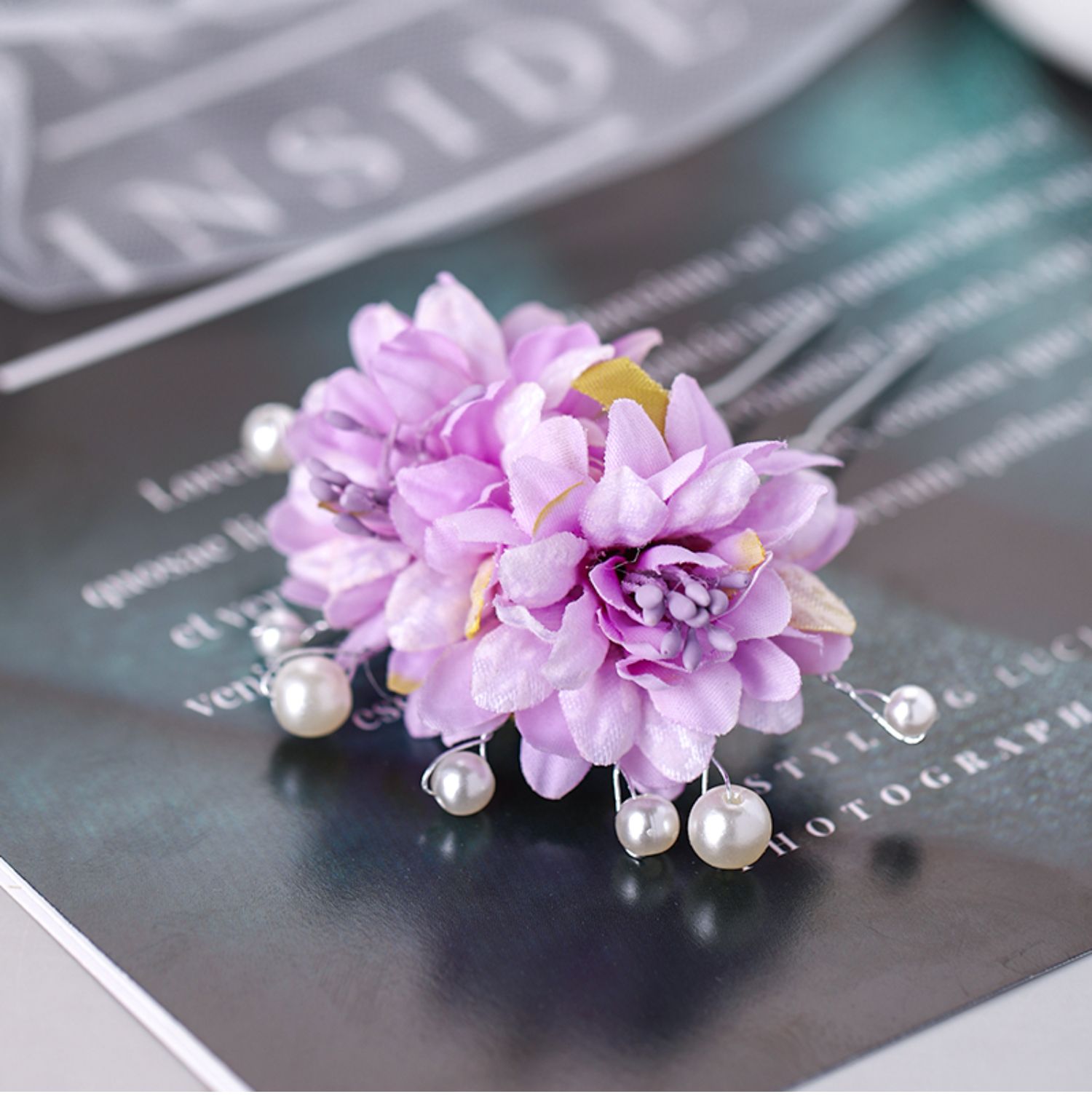 绢花发簪汉服点缀小发钗u型珍珠簪子森系仿花头饰写古风饰品全部九