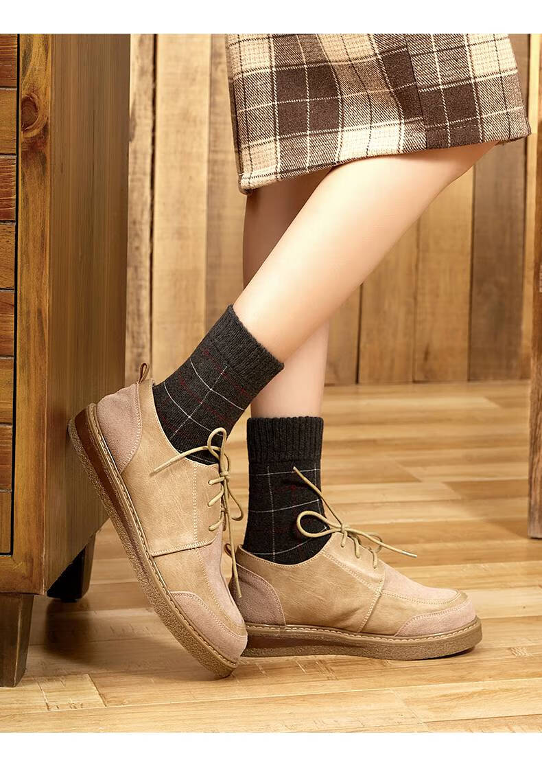 浪莎加厚袜子女中筒袜秋冬季加绒长筒毛圈袜睡觉女式保暖家居地板袜