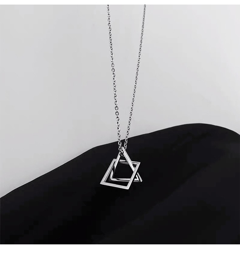 jicai几何项链男几何三角形方形颈饰潮酷项链男女毛衣链配饰韩版个性