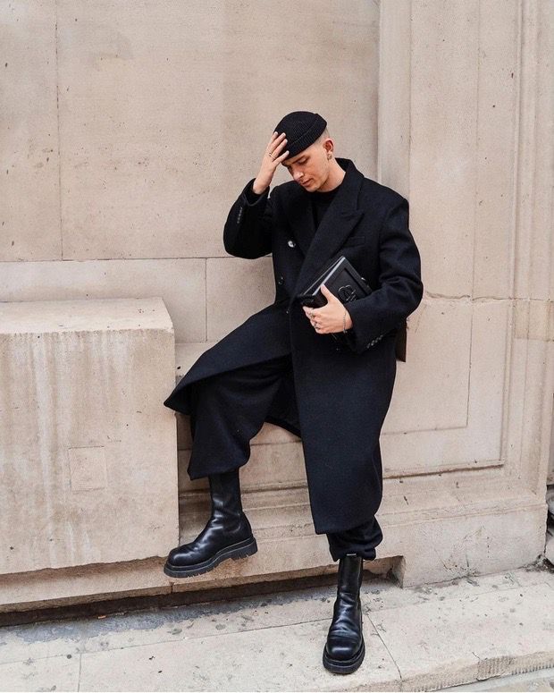 男士高帮烟筒增高皮靴切尔西靴男士2021秋冬新款烟筒靴高帮马丁靴厚底