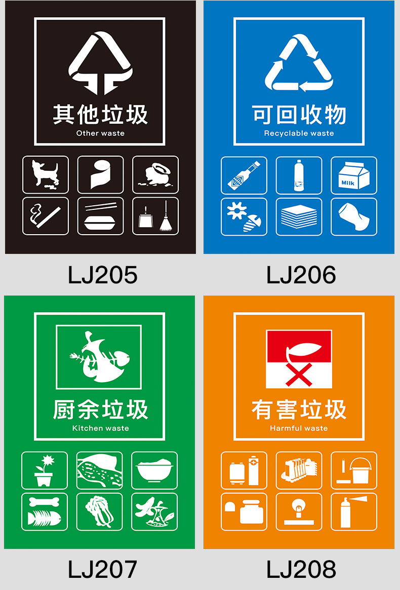 溪沫不可回收干垃圾分类标识贴纸深圳其他墙贴幼儿园儿童创意家用宣传