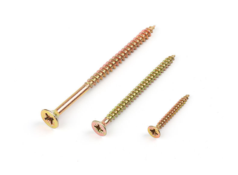 高强度自攻钉纤维板钉螺丝钉黄色彩锌米字沉头实木加硬墙板螺丝钉m4