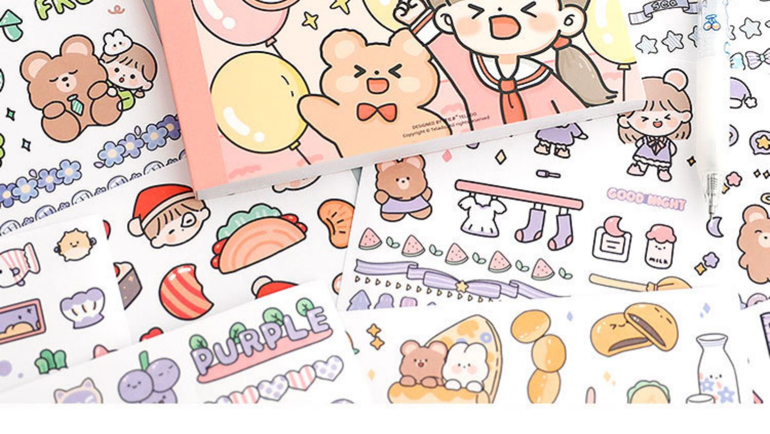 阿布素材本手账贴纸套装可爱少女心ins日系手绘装饰图案水杯儿童可爱