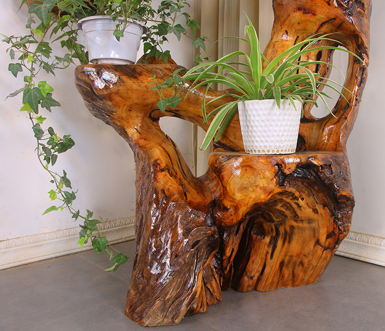 犀艺根雕花架实木自然树根树头底座天然随形根艺花盆架木雕摆件mh6646
