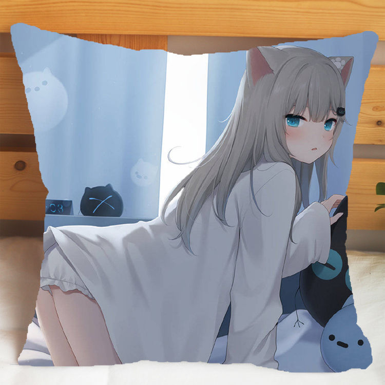 花仟陌猫羽雫抱枕猫耳娘二次元周边卡通靠垫男女朋友生日礼物枕套163