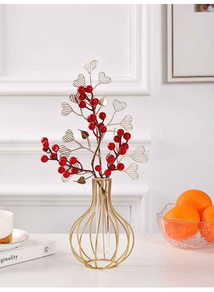 jwy尖尾燕红色发财果红果新年客厅装饰品摆件桌面假花仿真花餐厅家居