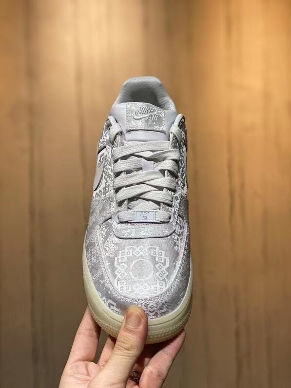 【纯原】af1空军一号白丝绸陈冠希联名黑丝绸骨白冰蓝白绿橙板鞋 白绿