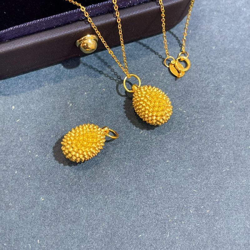 京越隆珠宝 黄金榴莲吊坠999足金坠子金榴莲项链锁骨链七夕情人节送
