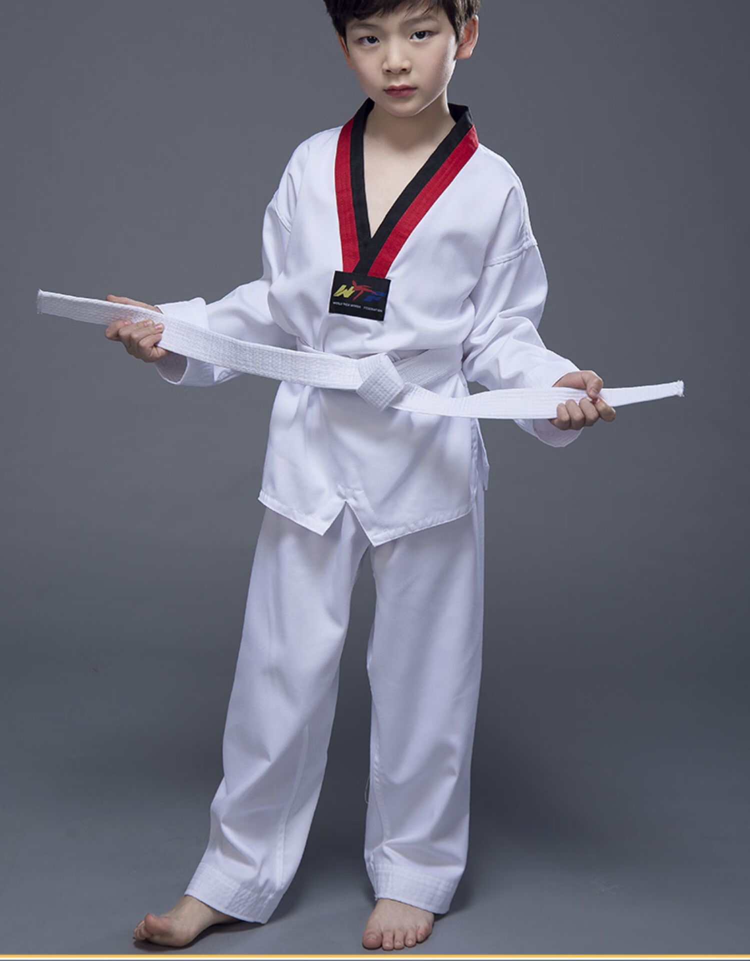 跆拳道服装儿童训练服初学成年人大学生男女长袖短袖道服定制精梳棉