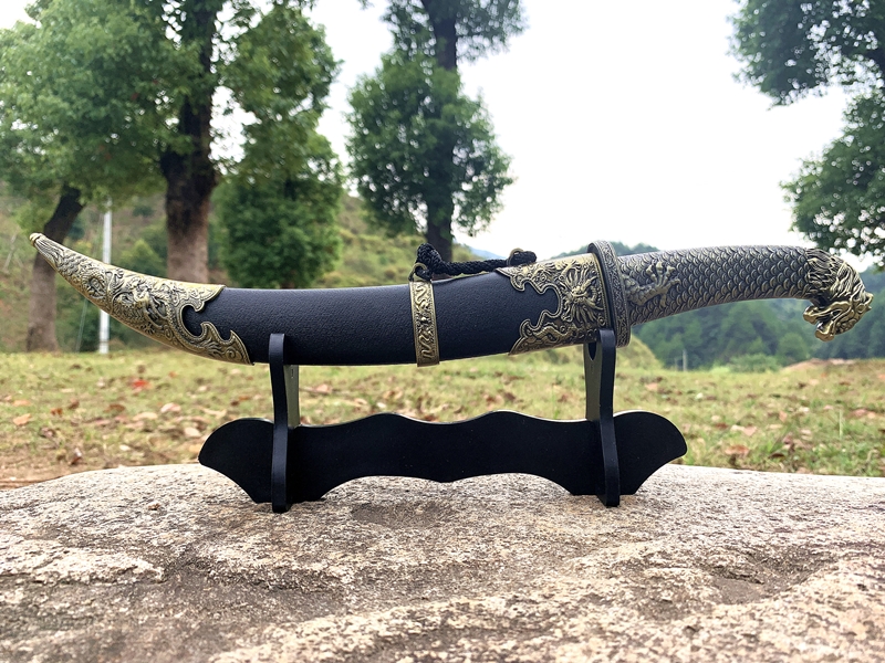 龙湶市刀剑蒙古刀户外不锈钢一体小刀虎头短刀礼品装饰摆件未开刃 深