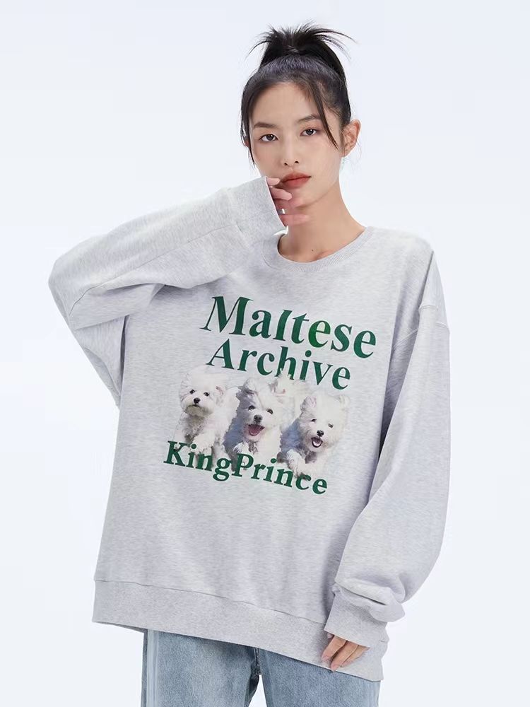 kingprince卫衣,kingprince衣服 king prince秋季新款情侣装卫衣潮牌男女圆领小狗印花百搭休闲ins外套