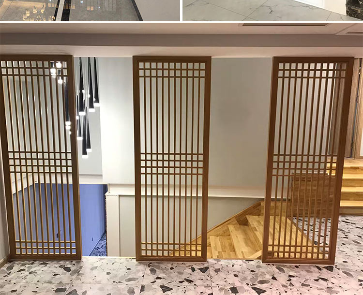 新中式屏风隔断实木玄关镂空卧室装饰客厅入户进门简约日式木格栅普通