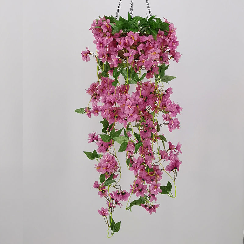 可狄仿真花壁挂高档装饰室内客厅墙上假花藤条挂墙墙壁吊兰花垂吊悬挂