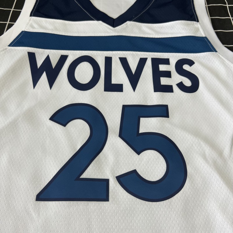支持国货李宁滕讯体育nba森林狼队25号罗斯球衣复古黑色城市版紫色