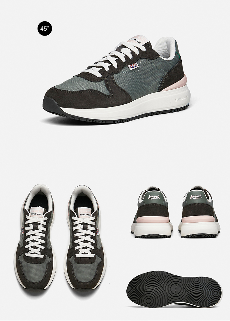 sprandi斯潘迪海岸线丨复古跑步鞋厚底阿甘鞋百搭运动休闲鞋 碳绿