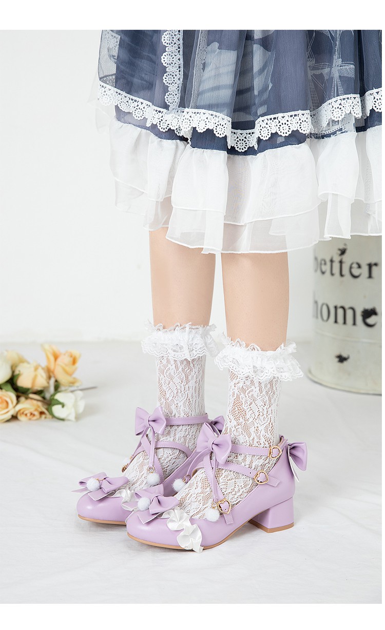 菲伊斯莉品牌交叉绑带洛丽塔鞋2022春季新款百搭高跟粗跟浅口单鞋女