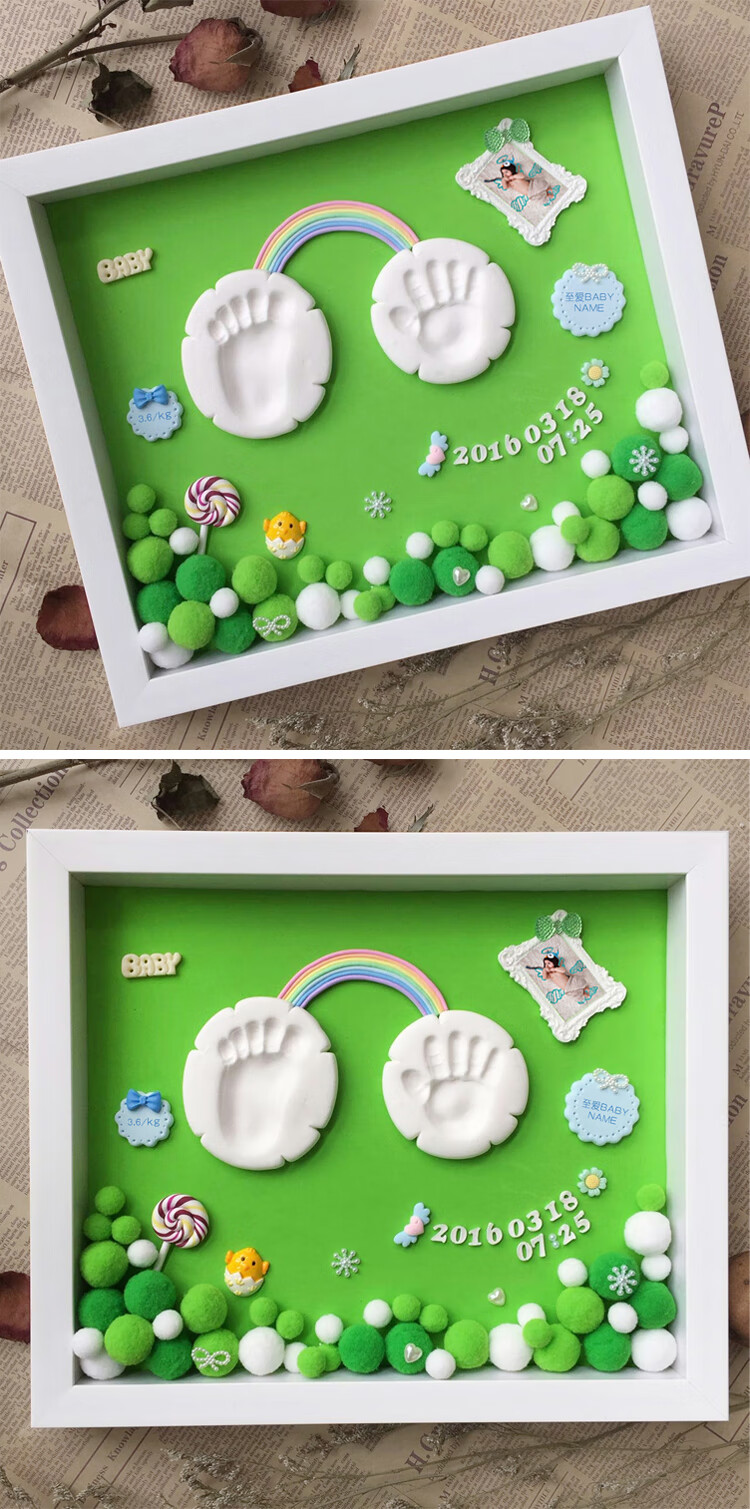 宝宝手足印泥手脚印防裂胎毛纪念品自制diy婴儿满月百天礼物 元旦新年