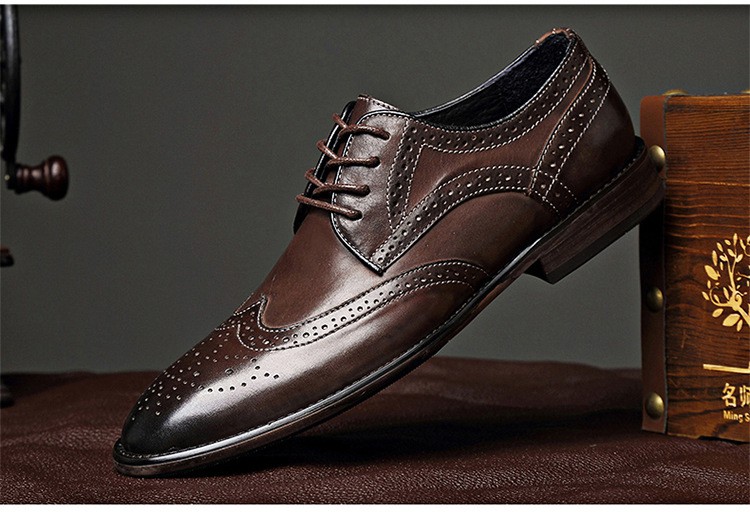 37成人35特小码巴洛克男鞋子超小号36瘦脚小脚布洛克皮鞋品质定制款