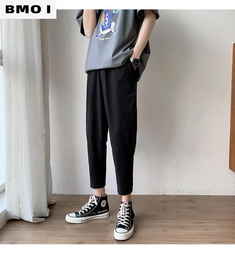 高端品牌夏天fashion休闲裤裤子男夏季薄款韩版潮流ins九分裤小脚宽松
