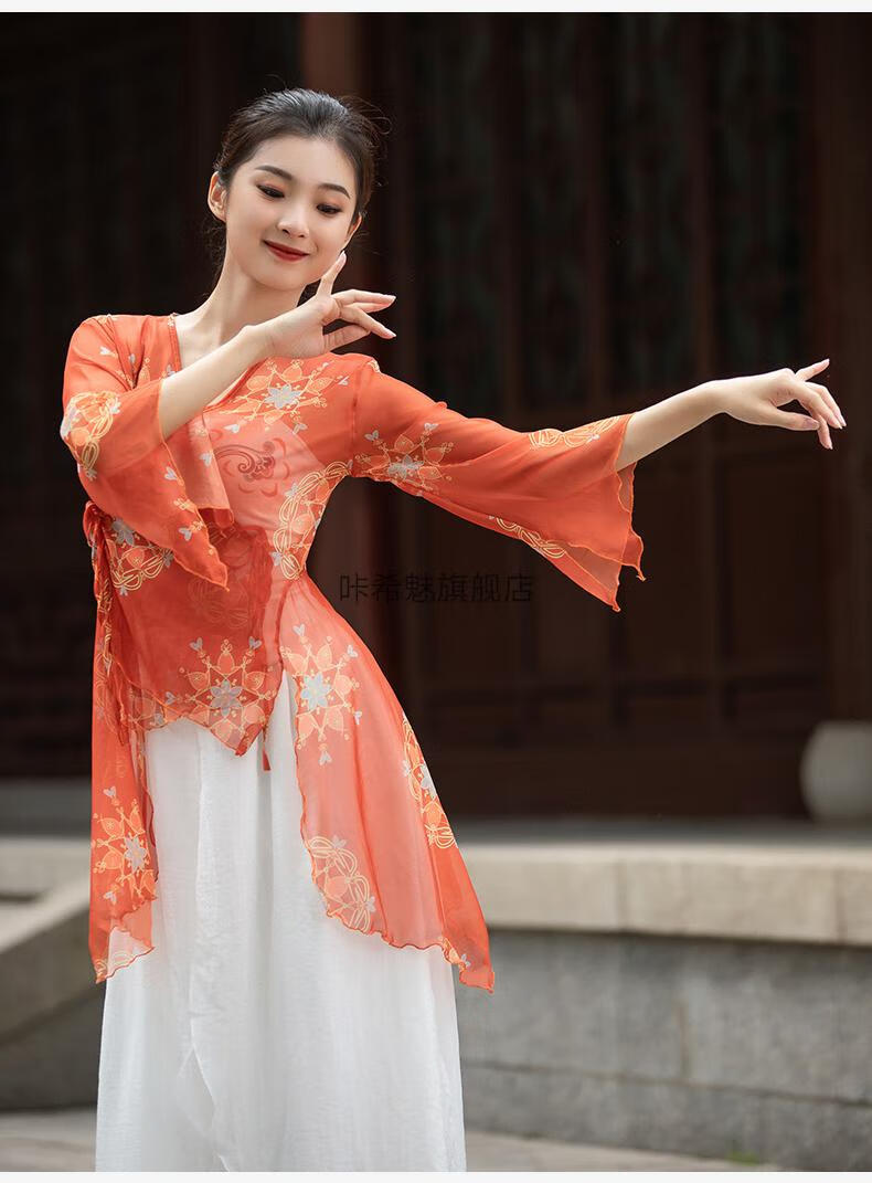 汉唐舞蹈服装演出服2022新款中国古典舞服装上衣汉唐舞蹈服演出服身韵
