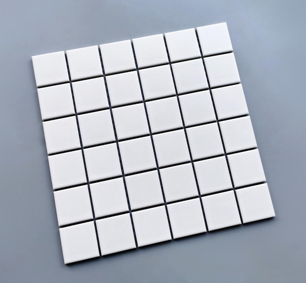 全瓷方块砖陶瓷马赛克瓷砖卫生间阳台厨房地墙砖黑白灰色小方砖2525