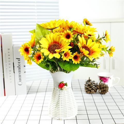 现货直发仿真花向日葵花束假花绢花塑料花单支太阳花装饰花客厅仿真小