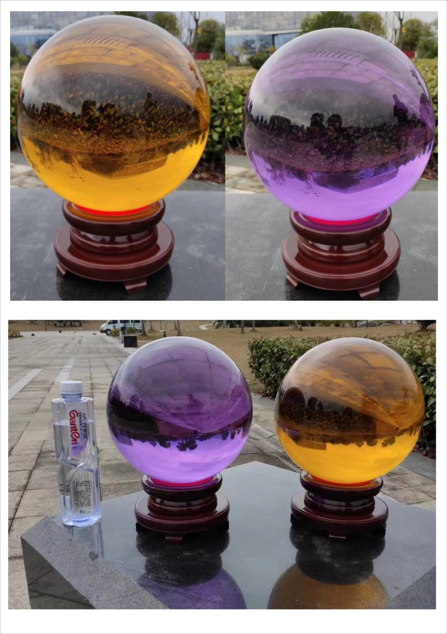 玻璃球弹珠水晶球摆件转运黄粉蓝绿紫红色白透明大号玻璃开业玄关家居